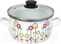 Кастрюля Сантэкс Луговые цветы 1-2430112 (белый) - фото
