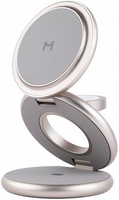 Беспроводное зарядное Magssory Disc Signature Edition 3 в 1 для Samsung WCH053 (титановый) - фото