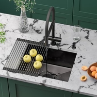 Кухонная мойка Roxen Uno 560210-54B-V графит/текстурная PVD покрытие (с ролл-матом и дозатором) - фото