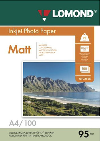 Фотобумага Lomond матовая односторонняя A4 95 г/кв.м. 100 листов (0102125) - фото