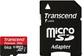 Карта памяти Transcend microSDXC UHS-I 300x Premium (Class 10) 64GB [TS64GUSDU1] - фото
